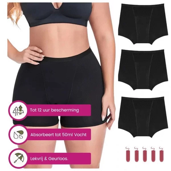 3-PACK Bamboe Boxershorts Super Comfort High-Waist | 4 lagen systeem - Super absorberend en lekvrij